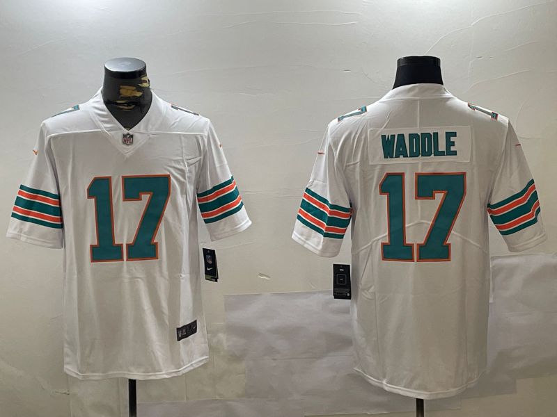 Men Miami Dolphins #17 Waddle White 2024 Nike Limited NFL Jersey style 1